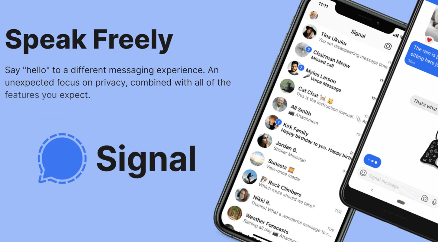 Signal App Logo with Mobile Screenshots