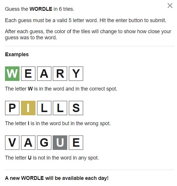 Wordle Game Instructions Screenshot