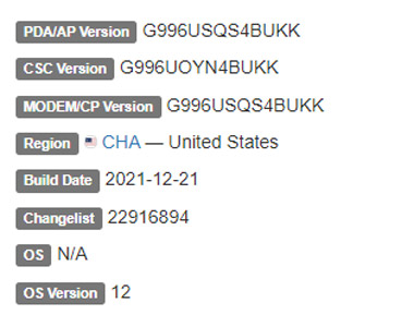 samsung galaxy s21 plus android 12 CHA firmware details
