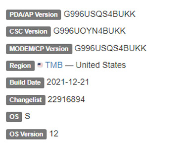 samsung galaxy s21 plus android 12 TMB firmware details