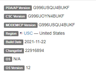 samsung galaxy s21 plus android 12 USC firmware details