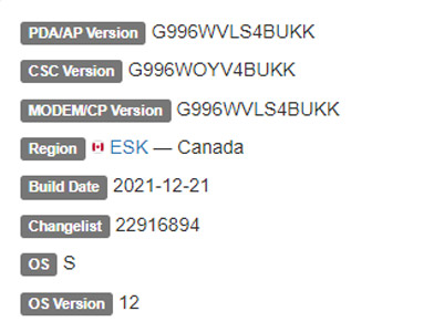 samsung galaxy s21 plus android 12 firmware details