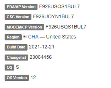 samsung galaxy z fold 3 5g android 12 CHA firmware details