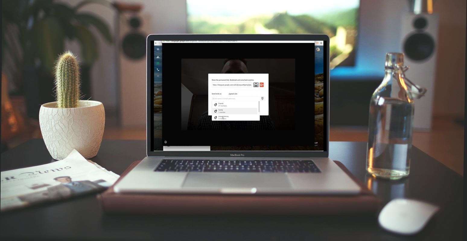 Google hangouts Options Screen in the Macbook Pro