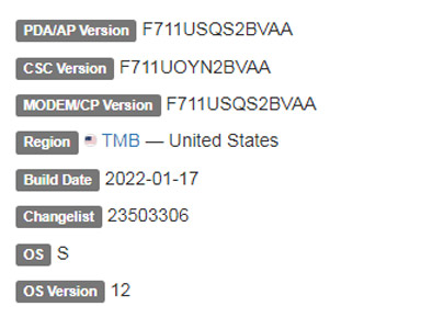 samsung galaxy z flip 3 5g android 12 TMB firmware details