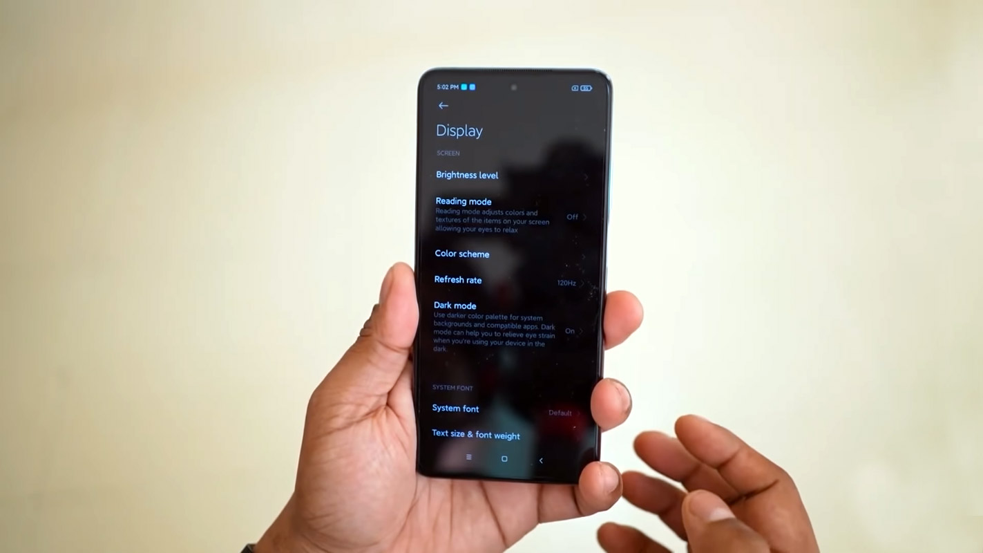 redmi note 9 pro display setting