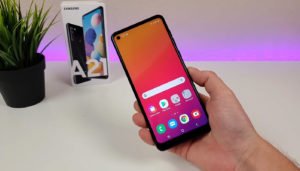 samsung galaxy a21 unlock screen in hand
