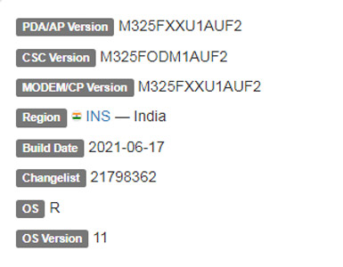 samsung galaxy m32 android 11 firmware details