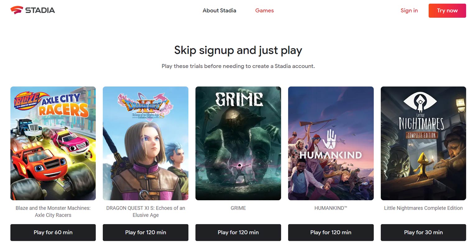 Google Stadia Free Games Trial