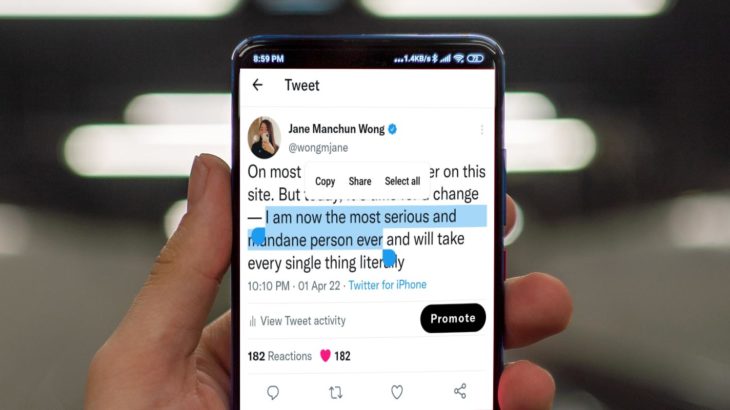 Twitter Text Selection Android
