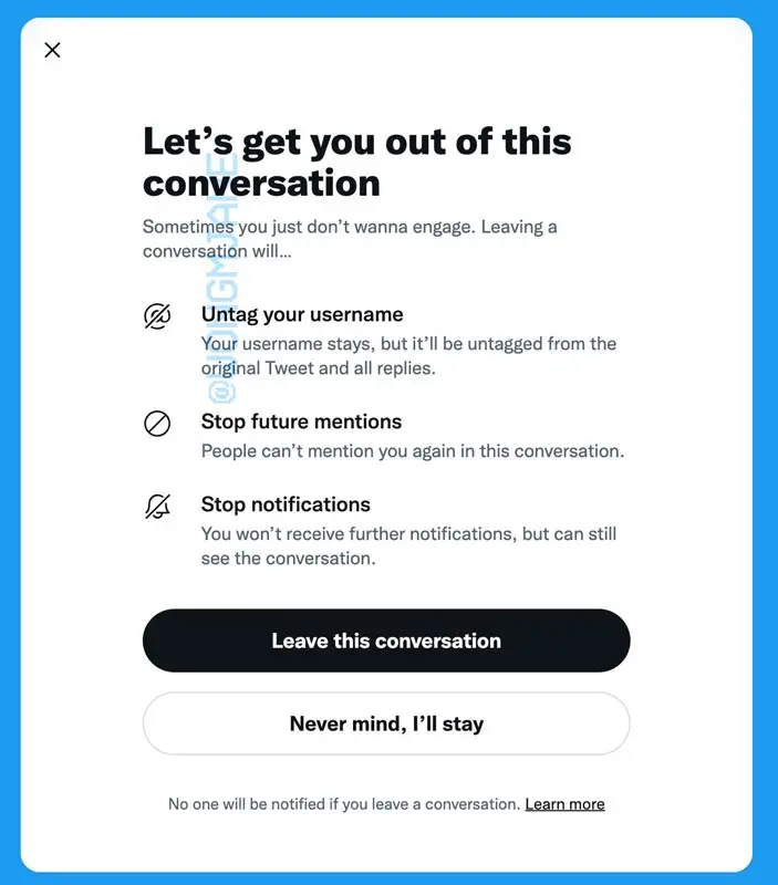 Twitter Unmention Option Screenshot