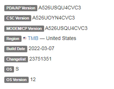 samsung galaxy a51 5g android 12 TMB firmware details