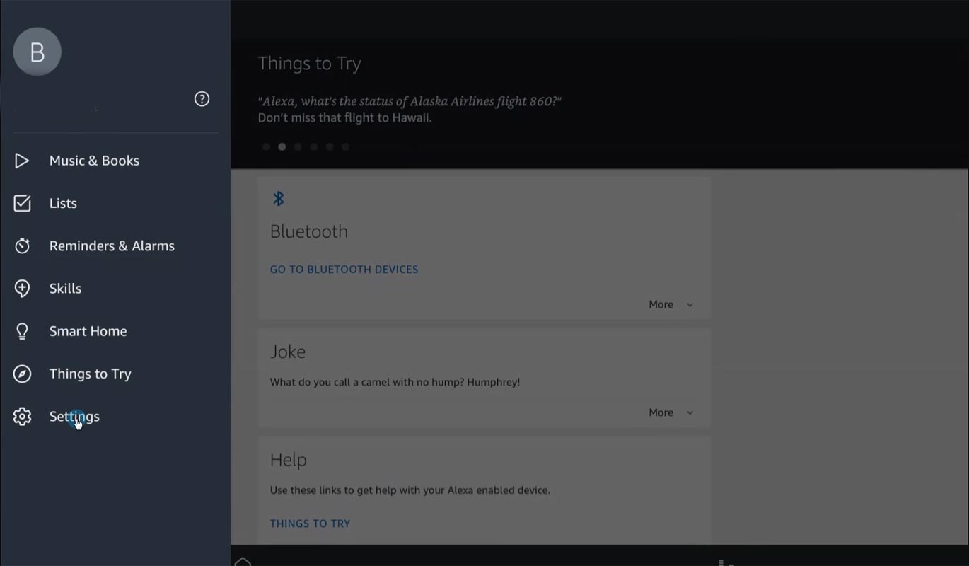 Amazon Alexa App Settings