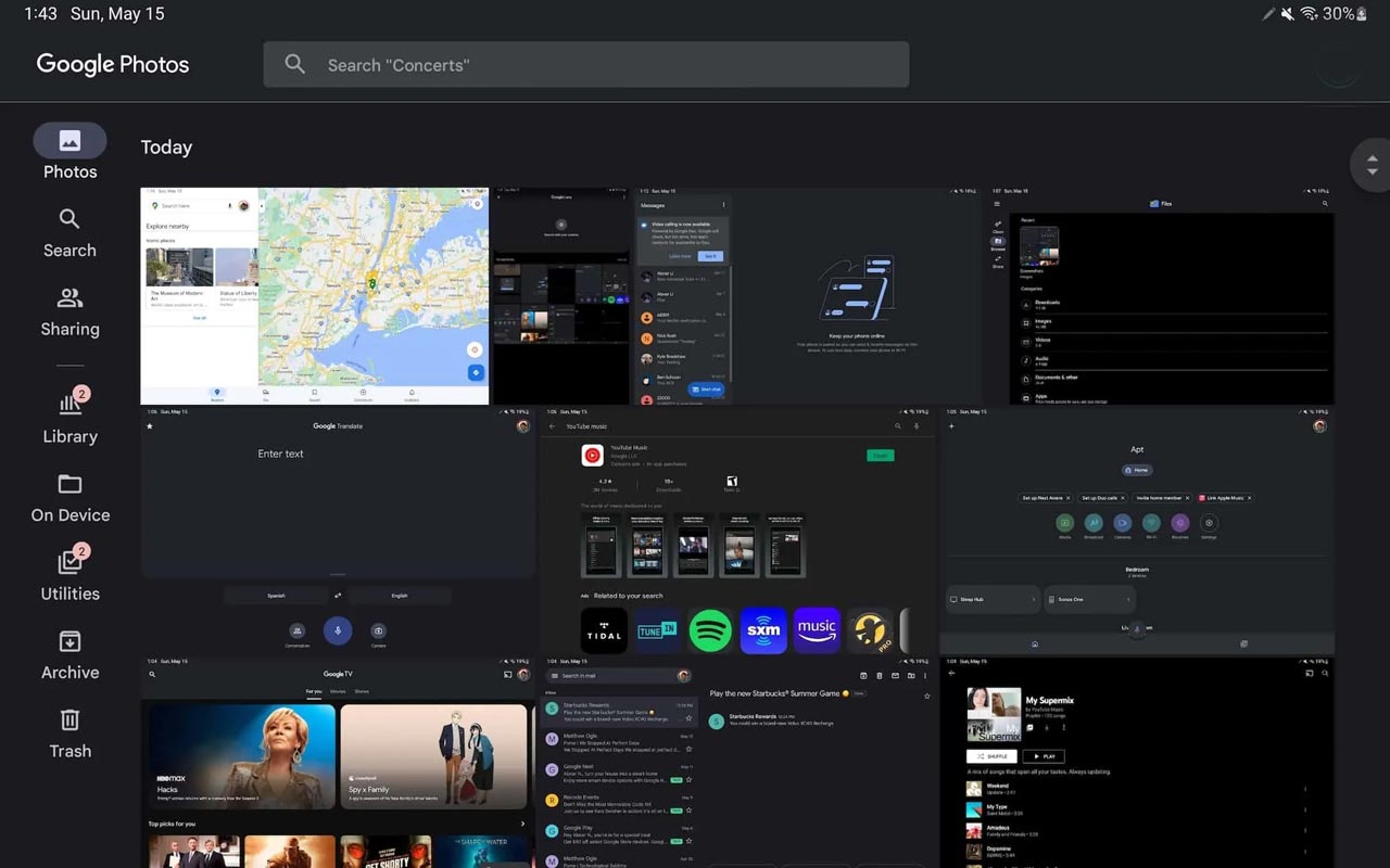 Google Photos Android Tablet UI