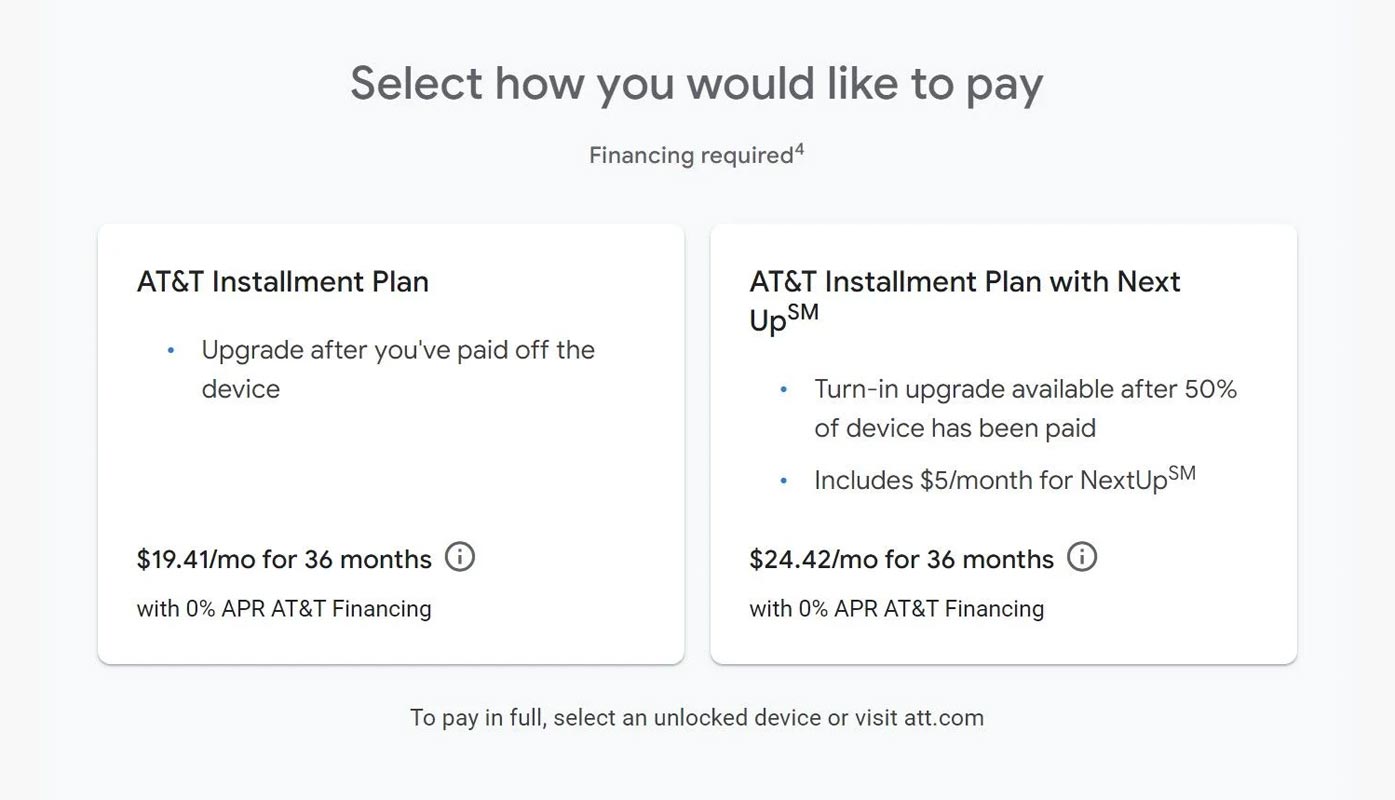 Google Pixel 6 AT&T Monthly Plan