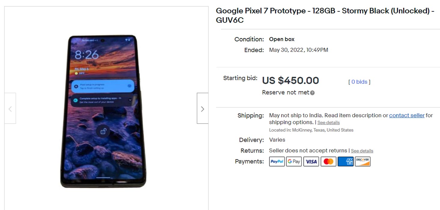 Google Pixel 7 eBay Listing