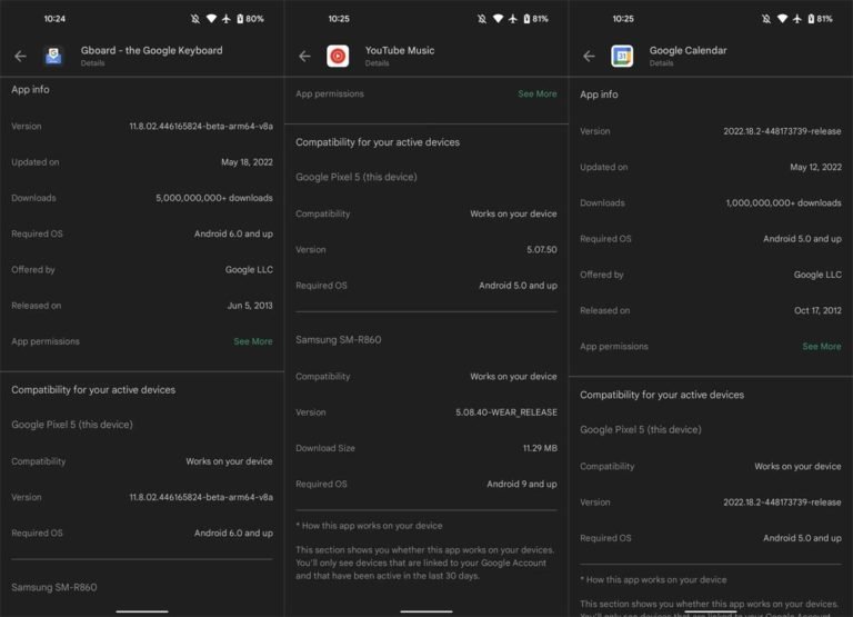 Google Play Store Begins to show Our Compatibility Active Devices for App Support in the Details