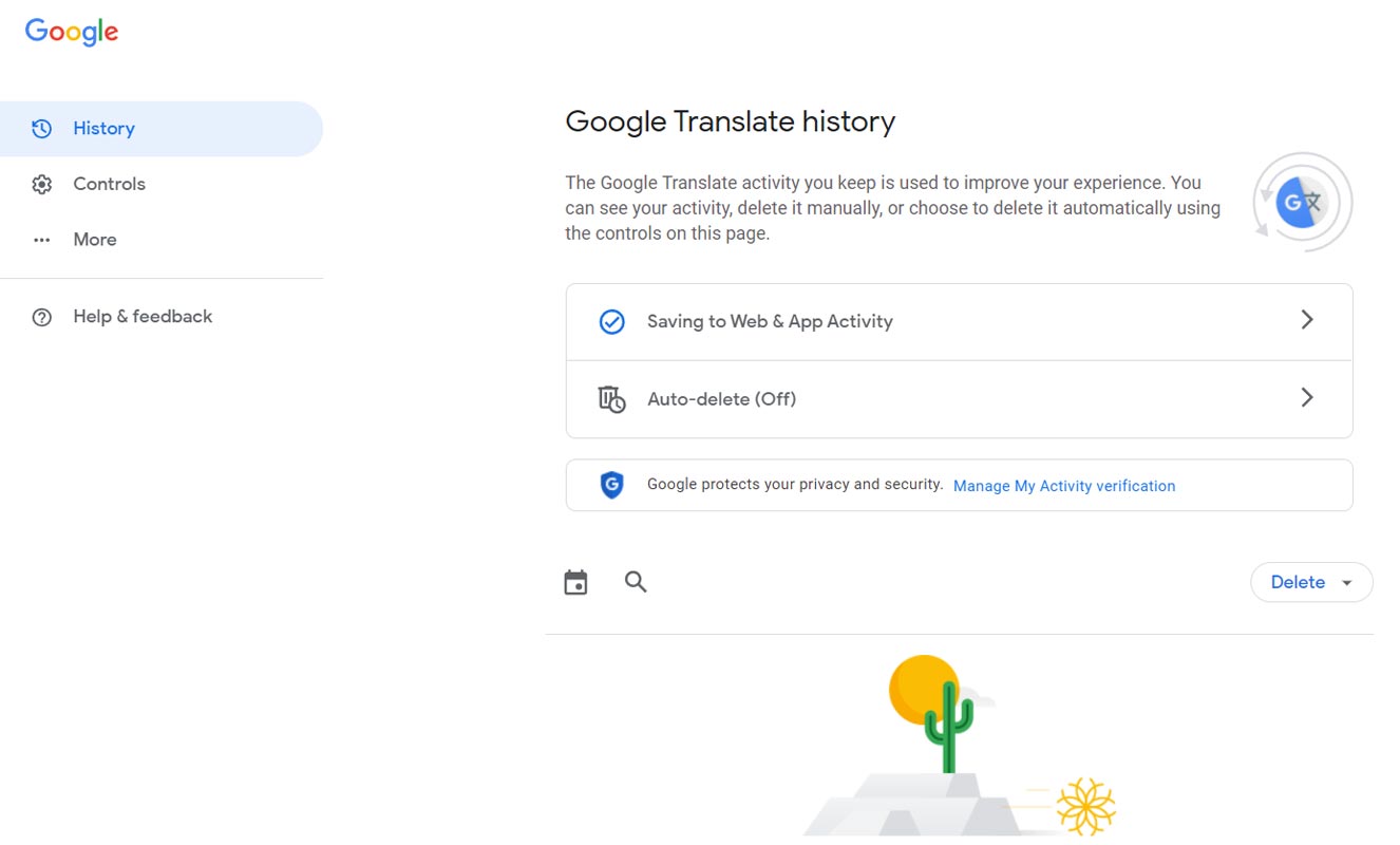 Google Translate History Auto Deletion Setup