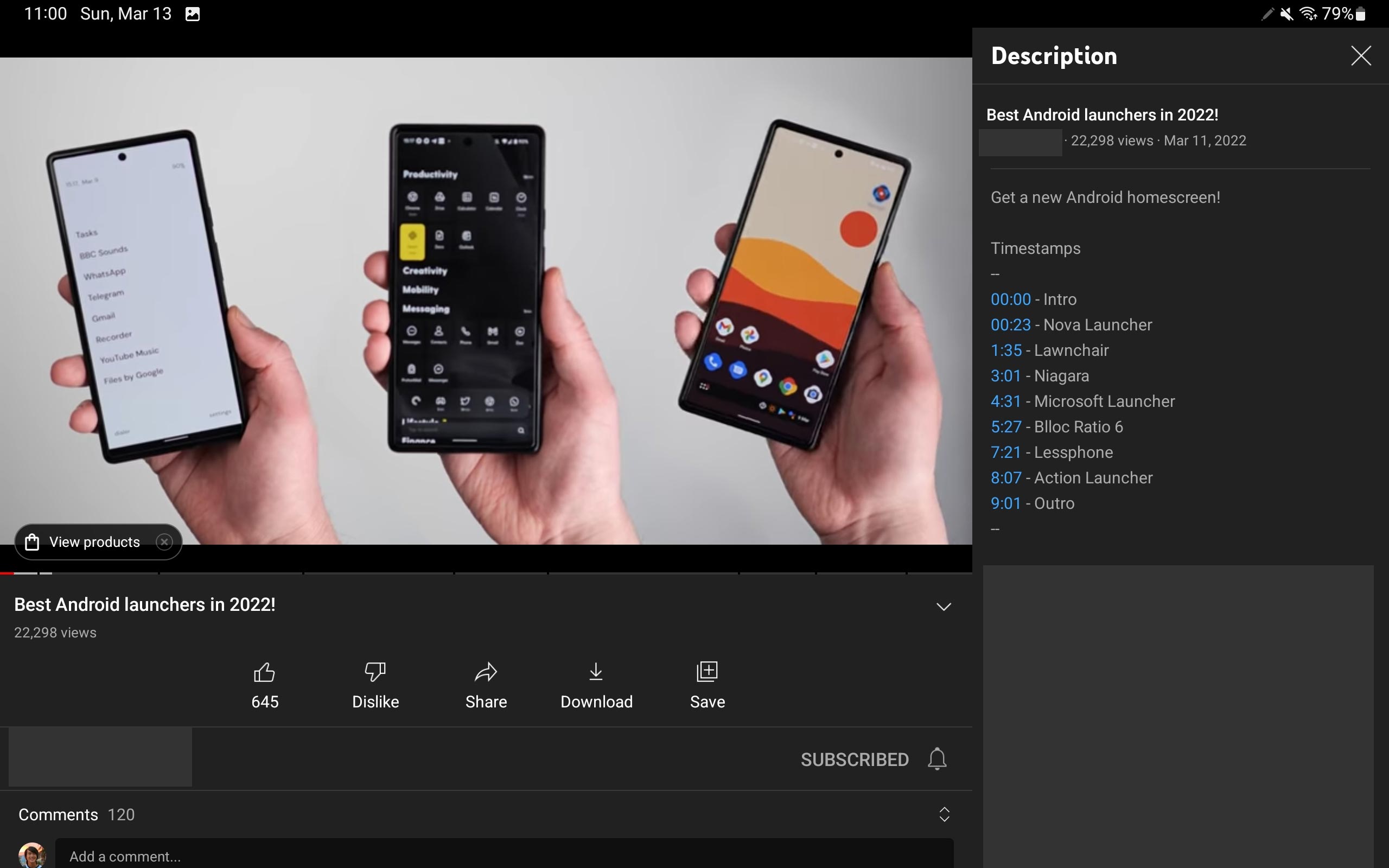 YouTube Android Tablet UI