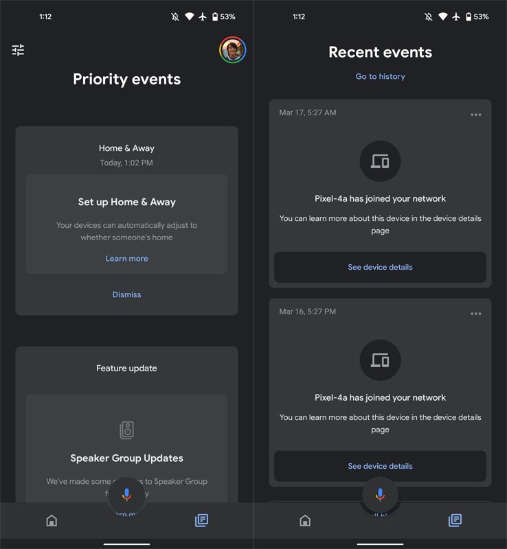 Google Home App Events New Update