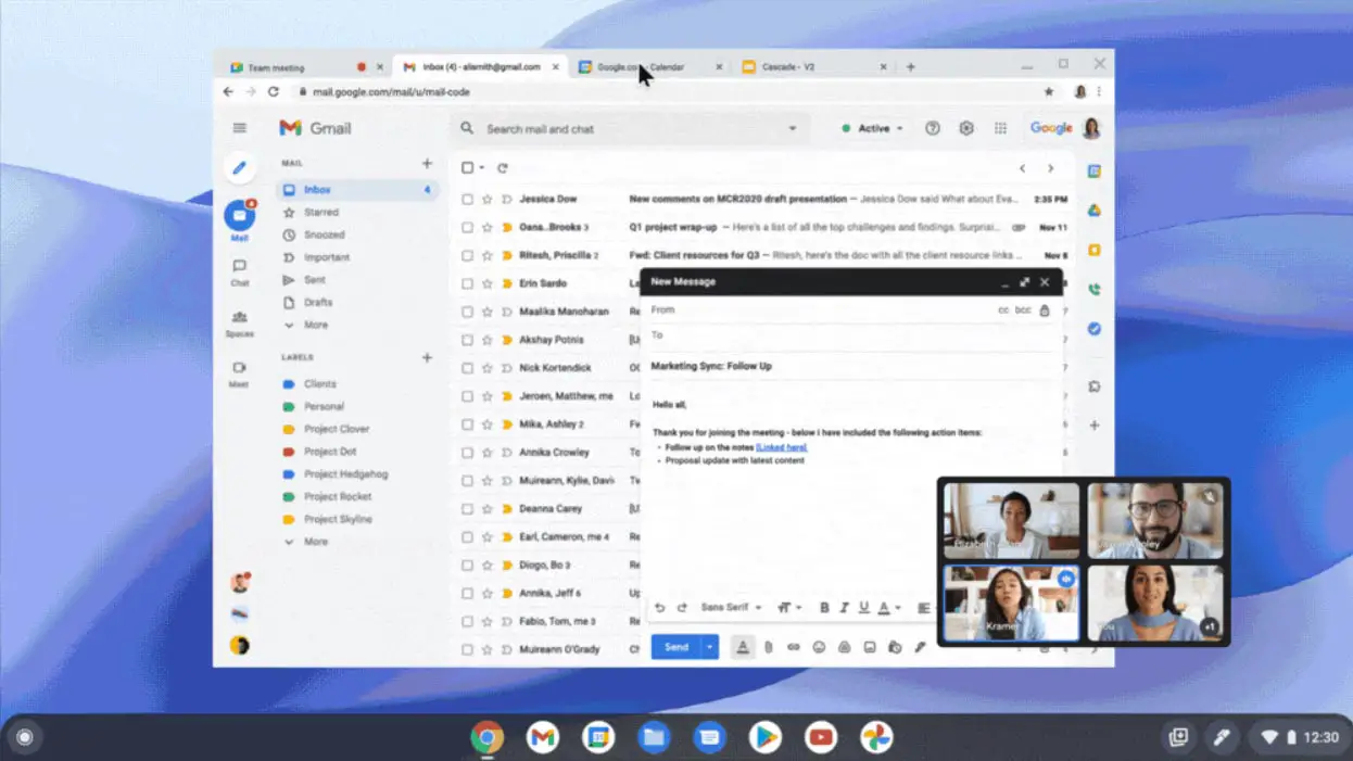 Google Meet Picture in Picture Mode Demo With Gmail