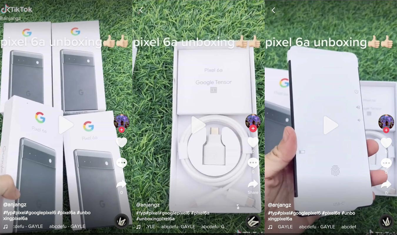Google Pixel 6a Unboxing TikTok Screenshots
