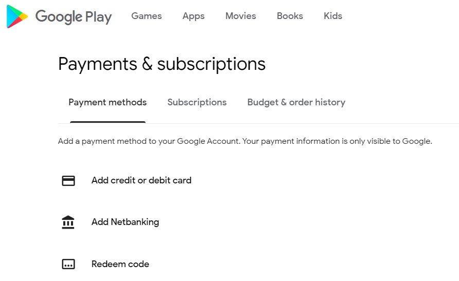 Google Play Store Subscription Payment
