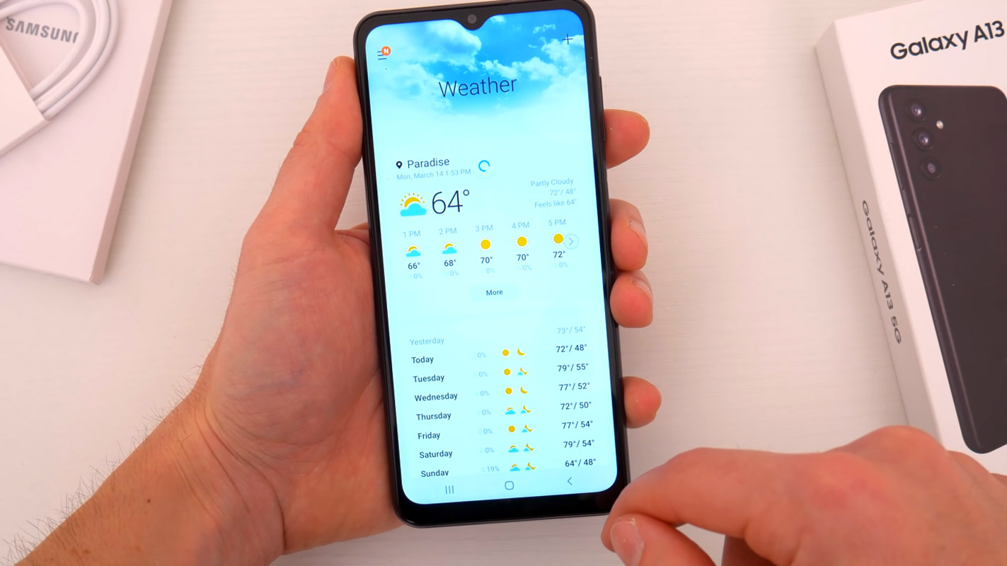 SAMSUNG GALAXY A13 5G WEATHER CHECK