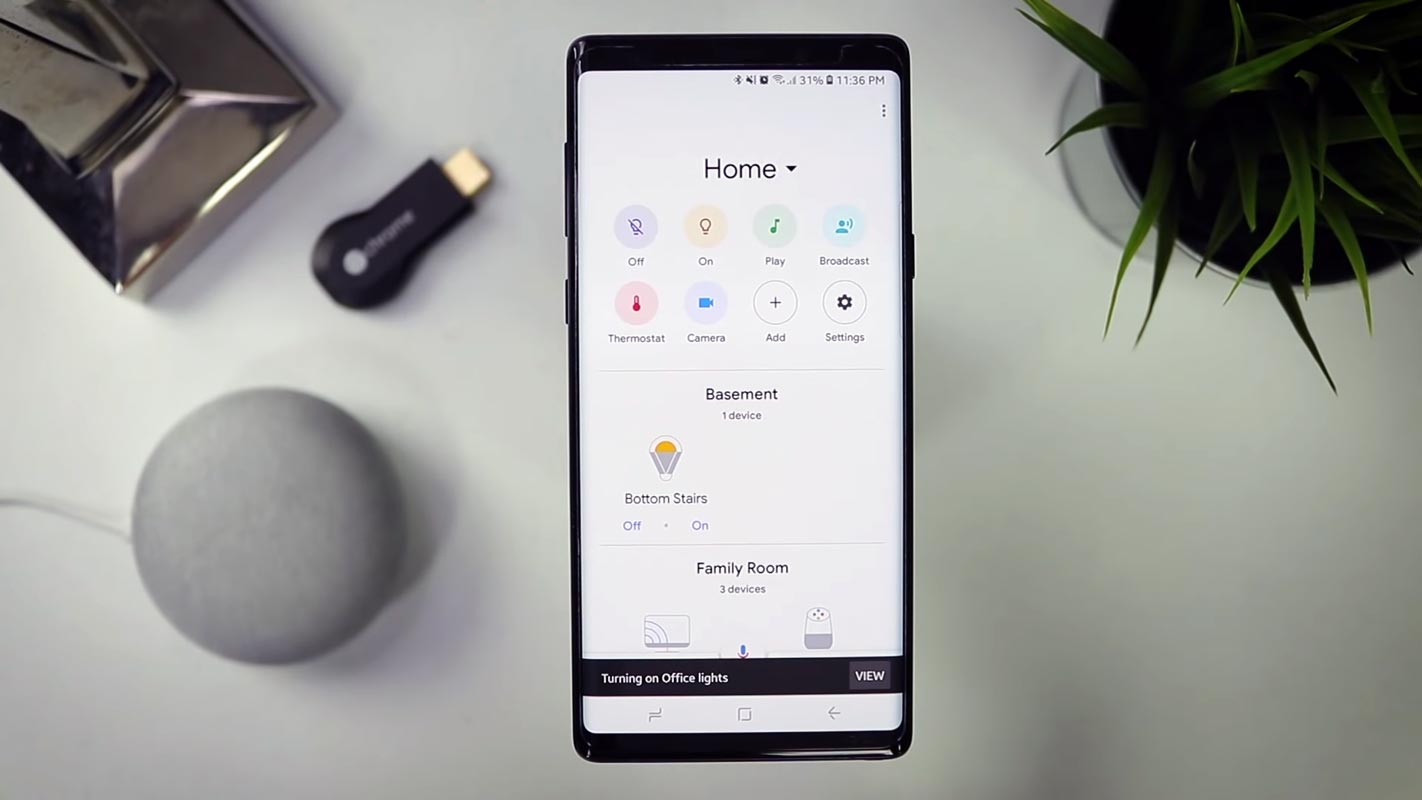 Samsung Galaxy Mobile With Google Home App Screen