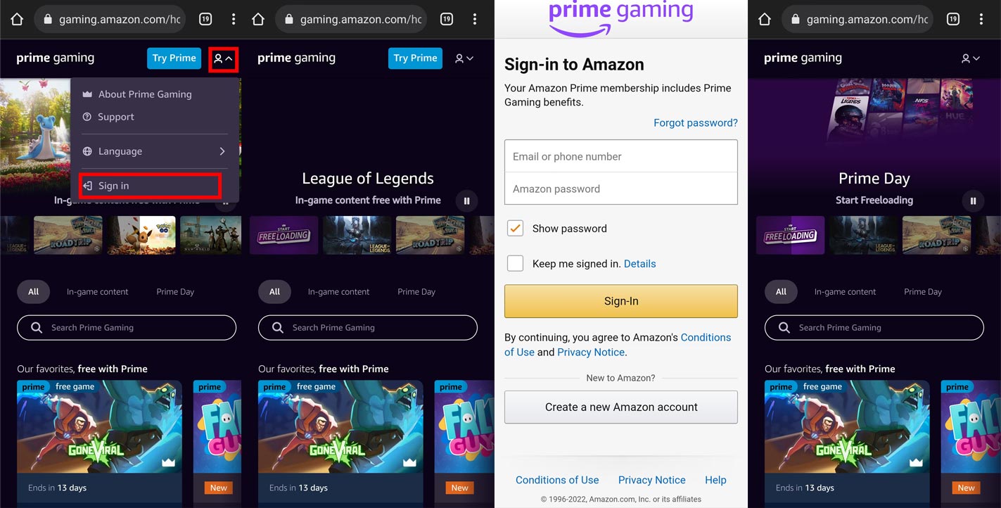 Amazon Prime Gaming in Android Mobile Screenshots