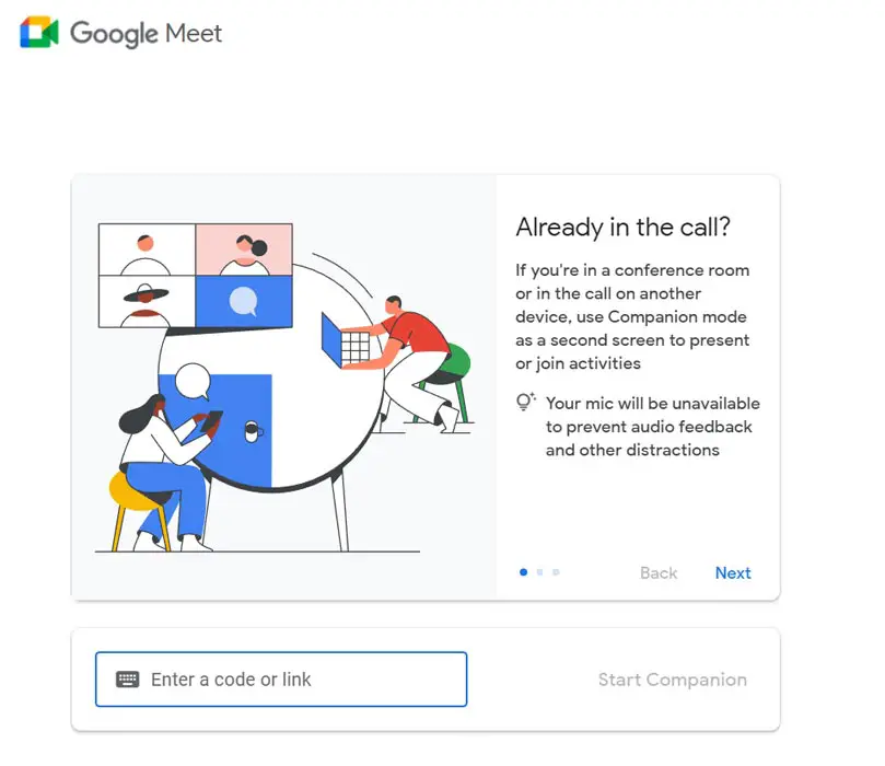 Google Meet Companion Call Enter Code