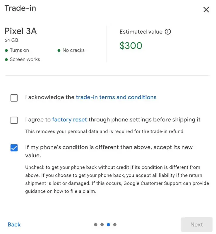 Google Pixel 6a Trade in with Pixel 3a
