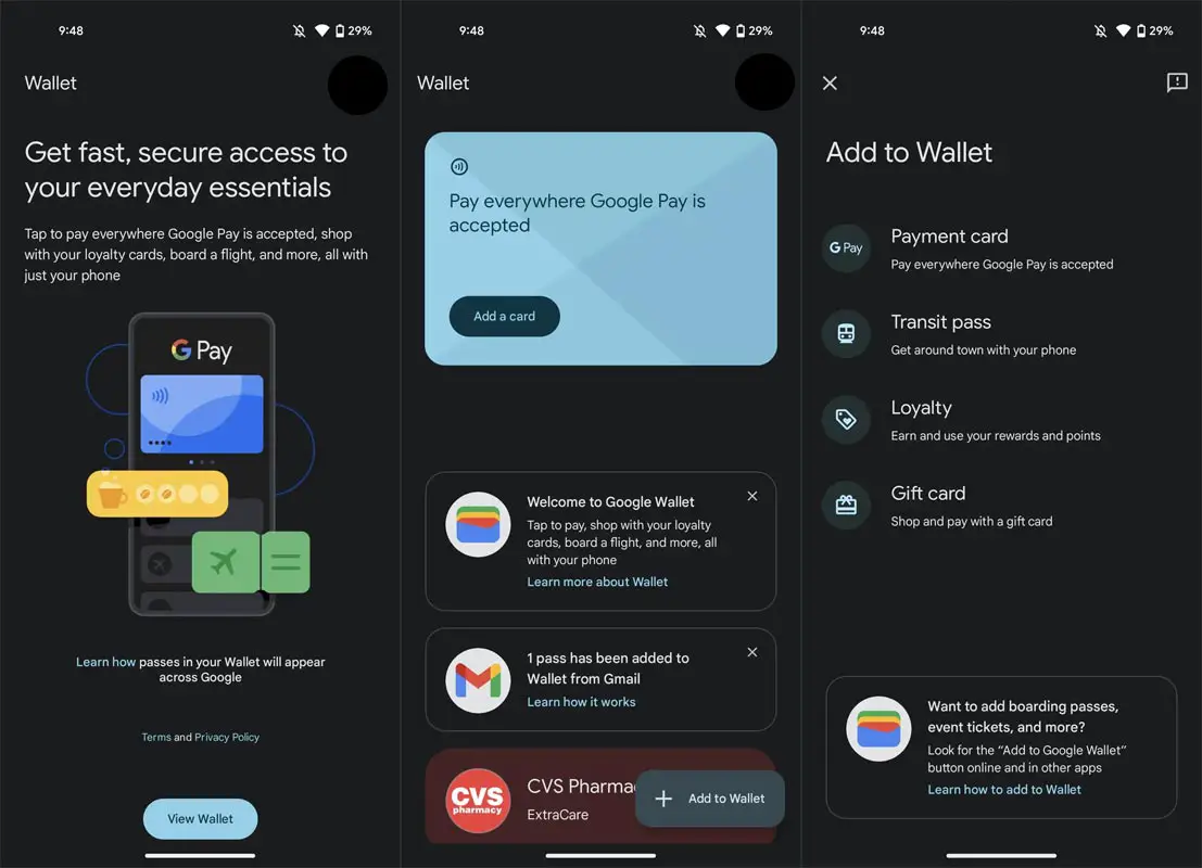 Google Wallet Android Screenshots