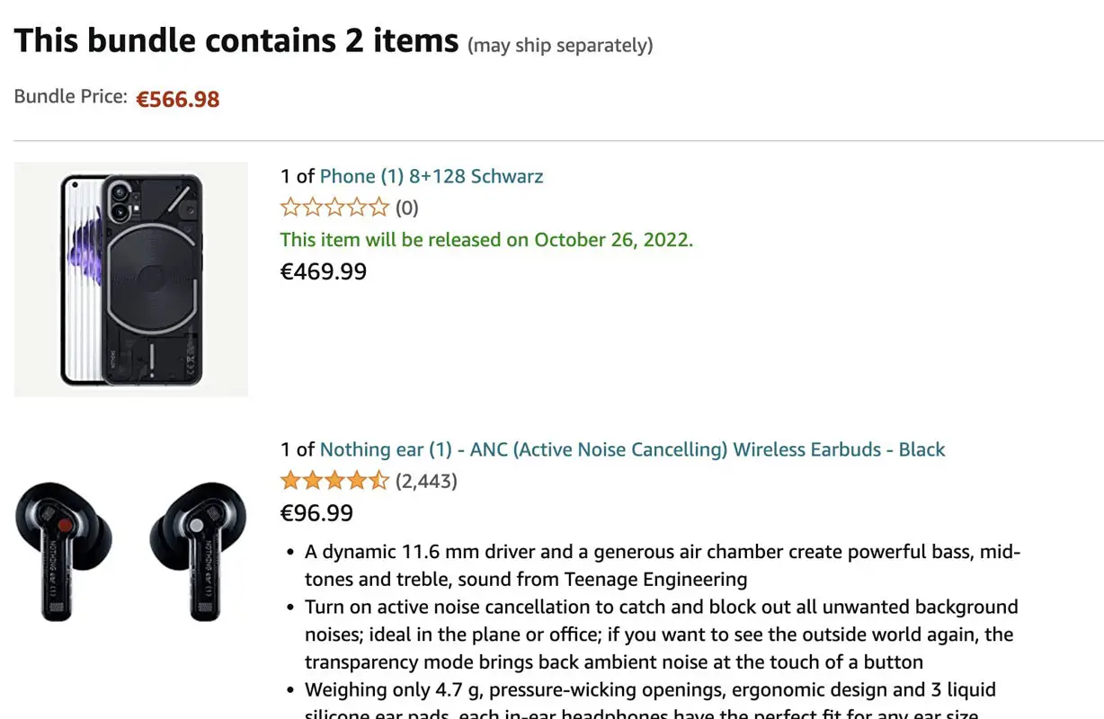 Nothing Phone 1 Amazon UK price