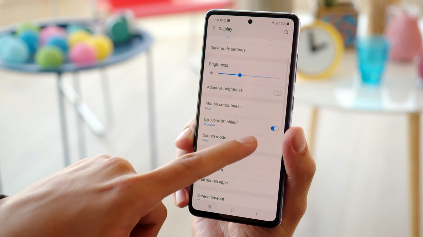 SAMSUNG GALAXY A52 4G DISPLAY SETTINGS