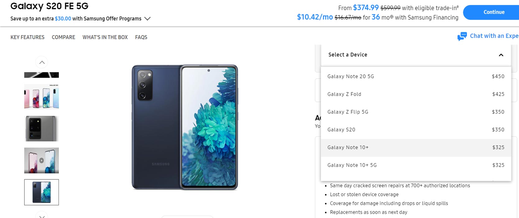 Samsung Galaxy S20 FE 5G Samsung Store Deals