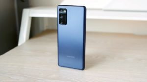 Samsung Galaxy S20 FE Back Side on the Wooden Table