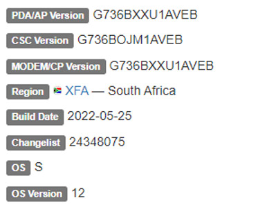 sasmung galaxy xcover 6 pro android 12 firmware details
