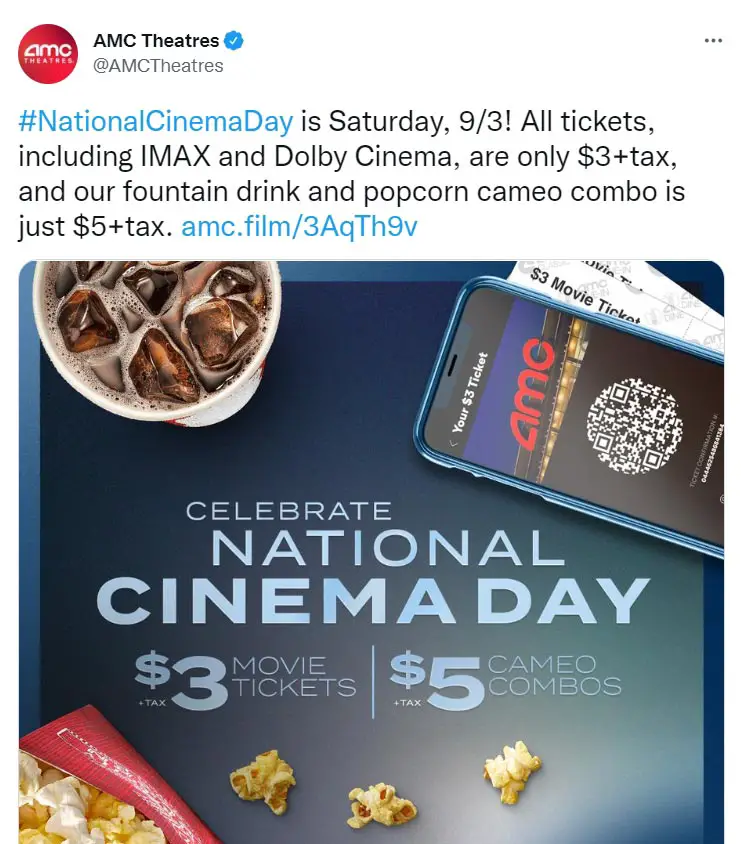 $3 Movie Ticket on Cinema Day 2022