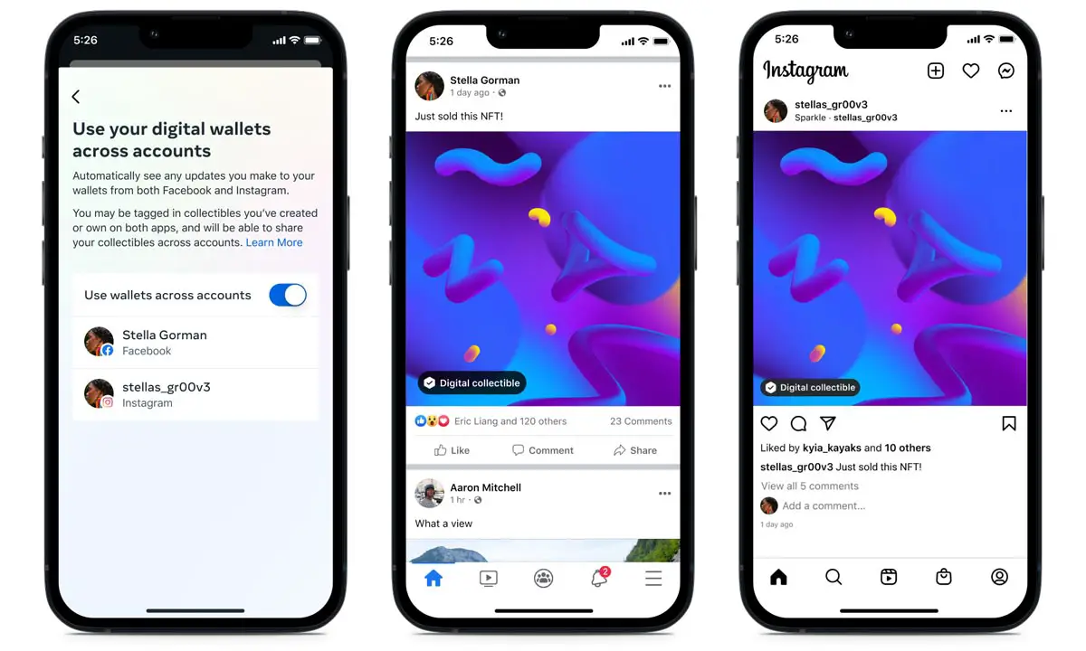 Facebook Instagram Meta NFT Showcase