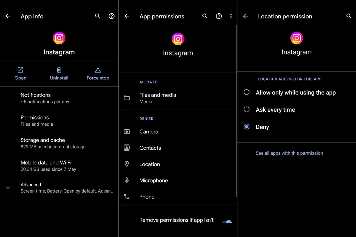 Instagram Location Settings