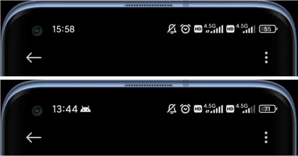 Xiaomi Android 13 Bold Status Bar Clock