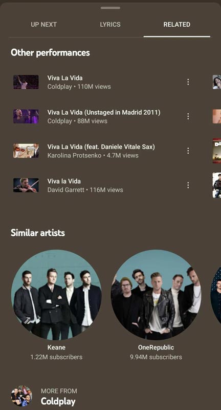 YouTube Music Other Performances Screenshot
