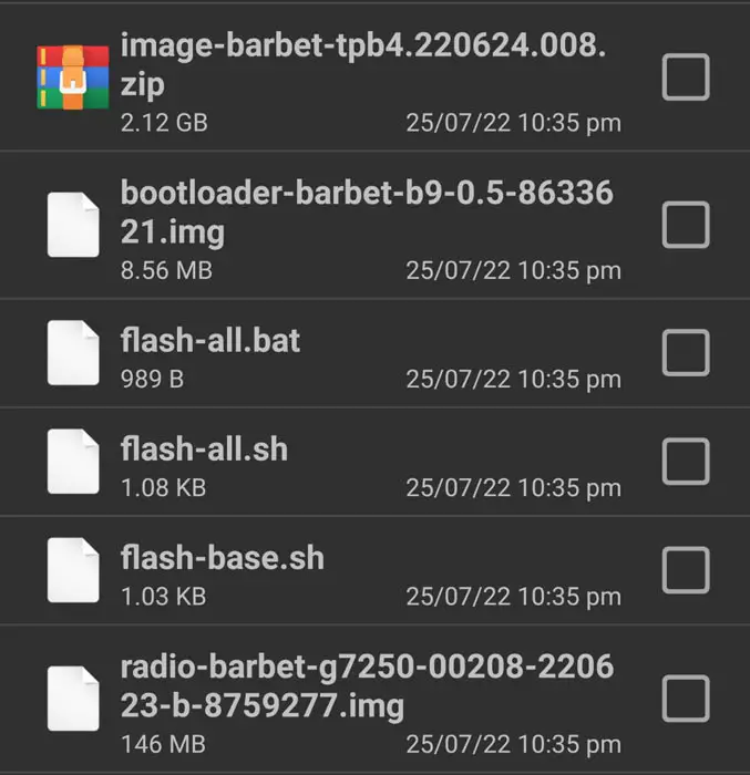 google pixel 5a extract file