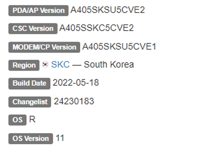 samsung galaxy a40 android 11 firmware details