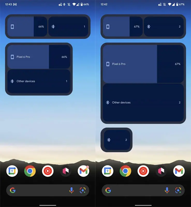 Battery Percentage Widget in Google Pixel Mobiles