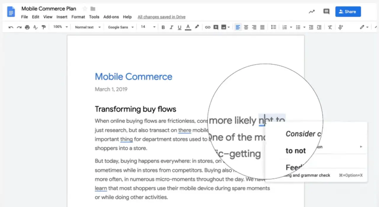 Google Docs Spelling and Grammar Check Demo