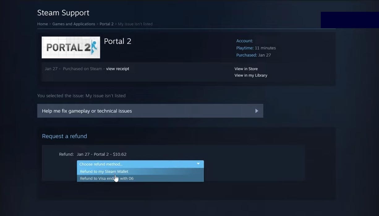 Steam Refund Request