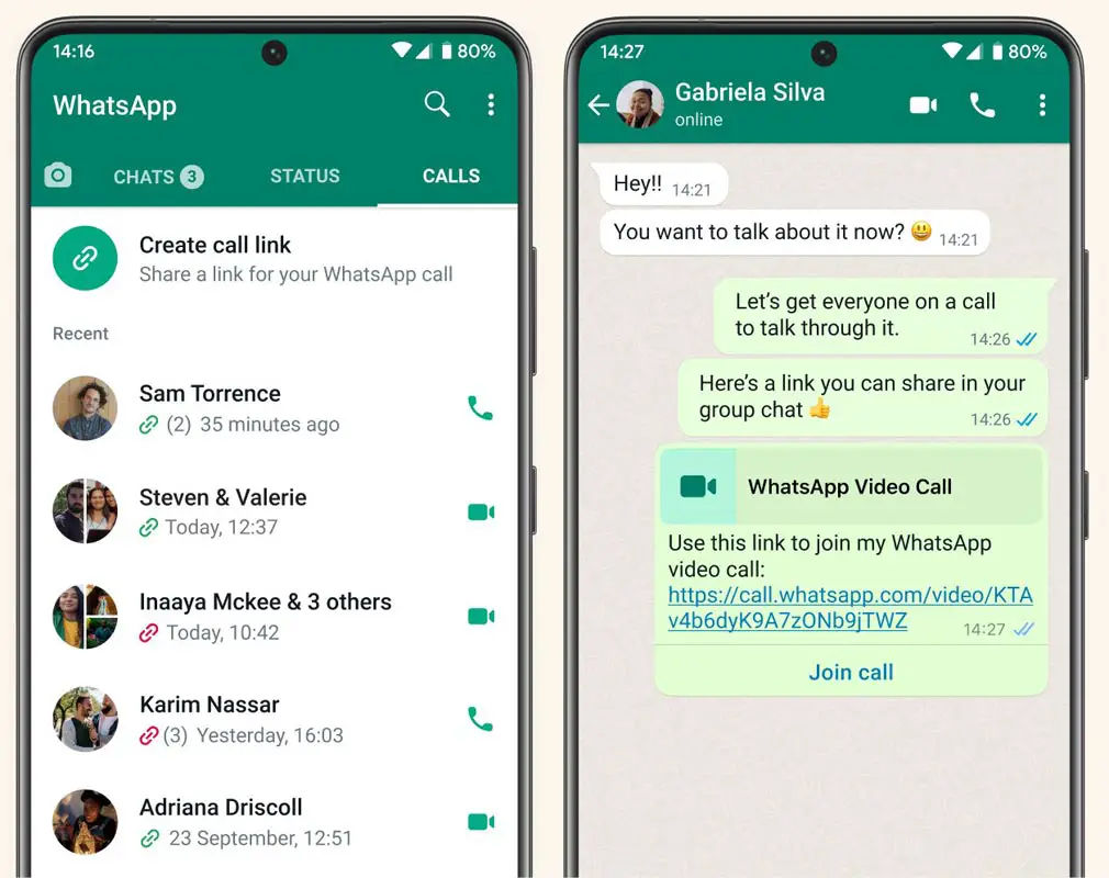 WhatsApp Create Video Calls Links
