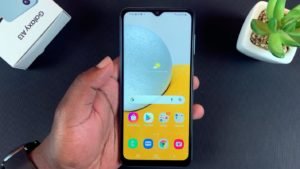 samsung galaxy a13 home screen in colseup